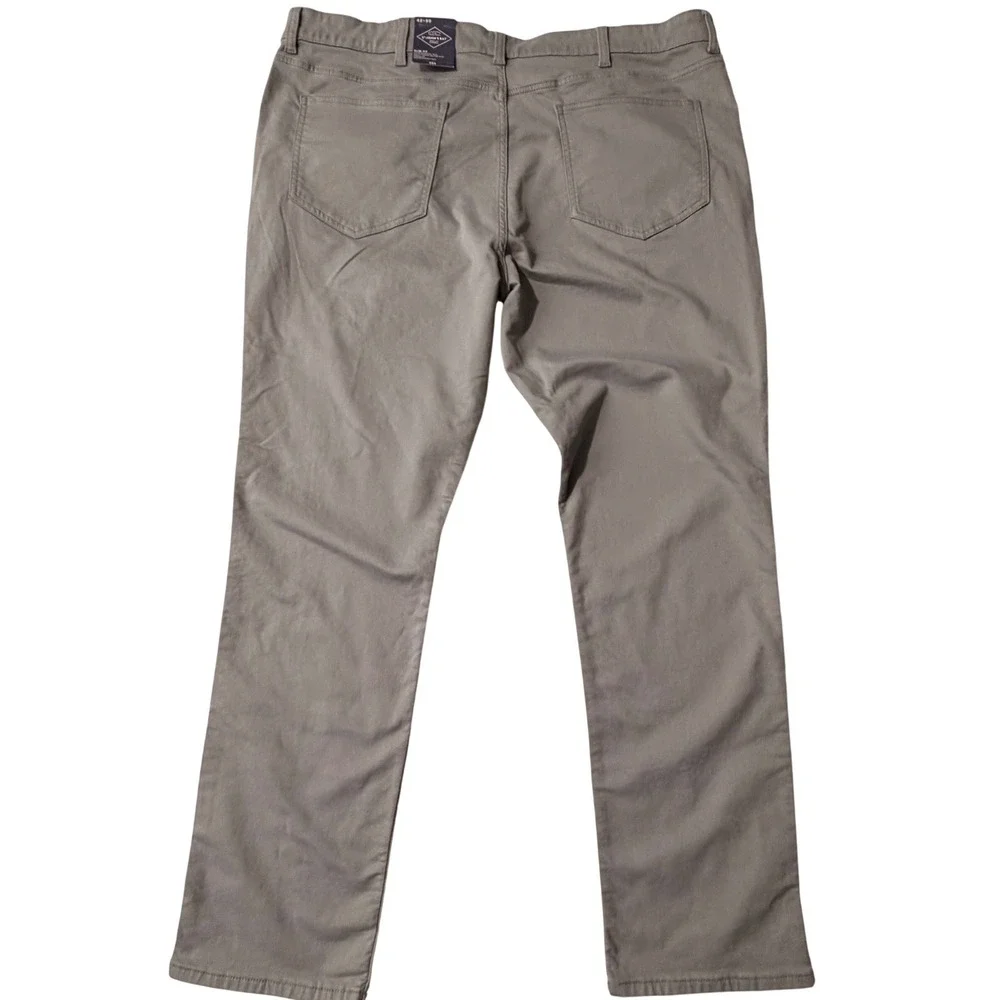 St Johns Bay Slim Fit Pants Mens 42x30 Gray Flat Front Stretch Casual Chinos - Picture 3 of 4